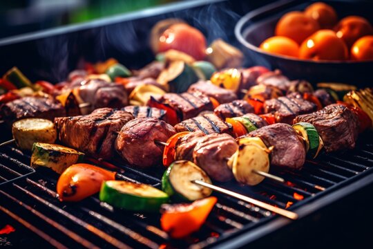 Grilling And BBQ. Beef Steaks On The Grill