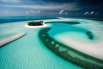 Stunning Maldives waters. Generative AI