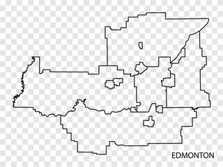 High Quality map of Edmonton  is a city in Canada, with borders of the regions. Map of Edmonton for your web site design, app, UI. EPS10.