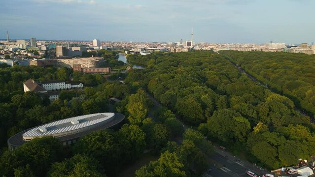 Bellevue Castle Tiergarten. aerial top view flight CSD Pride Parade 2023 Berlin