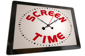 Screen Time Clock Tablet Computer Limit Watching Viewing Digital Device 3d Illustration