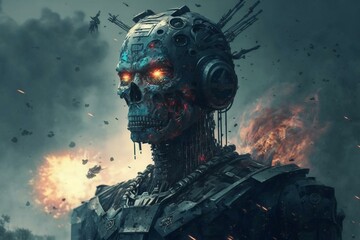 Artificial intelligence poses threats; it dominates with the threat of destruction; produced via. Generative AI