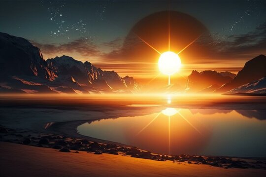 Scenic view of radiant sun. Generative AI