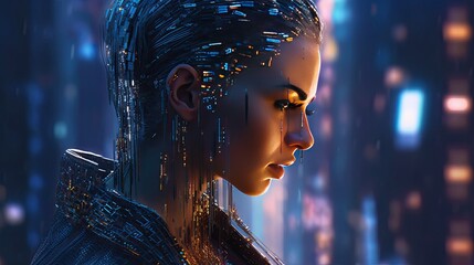 portrait of cyberpunk hacker