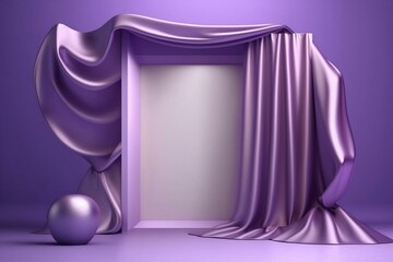 Luxury soft purple cloth background for product presentation, 3D render advertisement with copy space. Perfect for event and jewellery. Generative AI