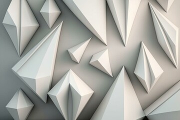 White angular wallpaper with 3D shape. Trendy architecture. Generative AI