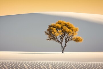 Minimalistic scenery of saxaul growing in desert sands. Generative AI