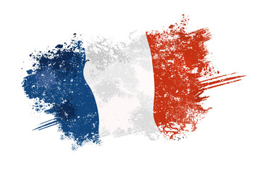 French flag. French flag with grunge effect - vector illustration © KR Studio