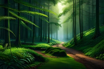 An enchanting forest illuminated by the delicate luminescence of firefly during a attract Nox. Creative resource, AI Generated - obrazy, fototapety, plakaty