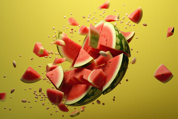 illustration of sliced watermelon shattered