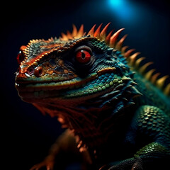 Obraz premium Lizard head on black background