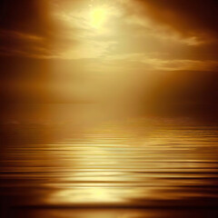 Naklejka na ściany i meble The morning sun breaks through the fog, illuminating the vast ocean