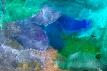 Green blue hand-drawn watercolor background Hight quality