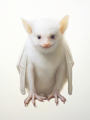 Fototapeta na wymiar Albino white the bat is a cute vampire rare snowy