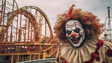 Fototapeta na wymiar Run Down Abandoned Amusement Park Carnival Circus Building