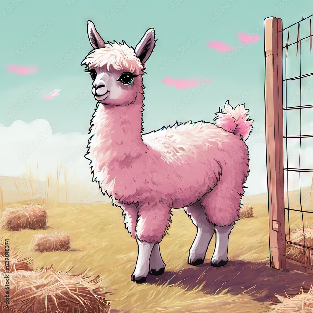 Poster pink llama