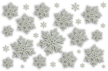 beautiful decorative snowflakes. background of white snowflakes on a white background. postcard. holiday concept