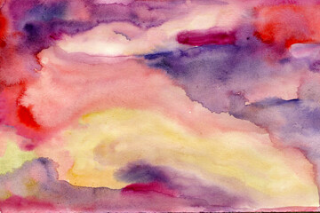 Obraz premium Yellow-pink purple watercolor paper background texture