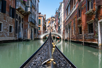 Venice ride with gondola, canal view. Italy © HNstock