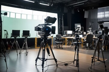 A room with cameras and equipment Generative AI