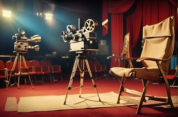 A group of cameras and chairs Generative AI