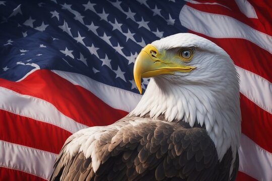 American eagle and flag, ai generator