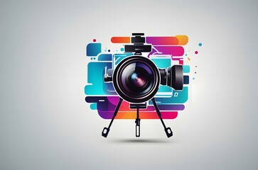 Fototapeta premium A camera on a white background Generative AI