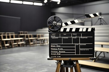 A black and silver object with a round black object on a stand Generative AI