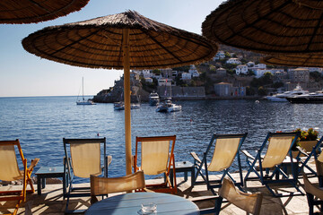 Free table in the cafe and chairs  for full relaxation (escape from all it) on Greek islands