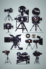 Obraz premium A black and silver camera Generative AI