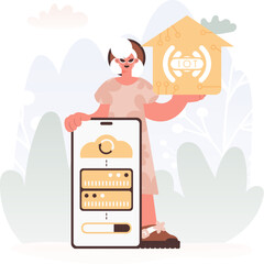 A Vector Chart of a Energized woman Holding a Family Picture with the Carving IoT, Celebrating Sharp Private Organize and Show day Living.