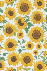 Whimsical Floral Fantasy, Sunflowers Watercolor Pattern