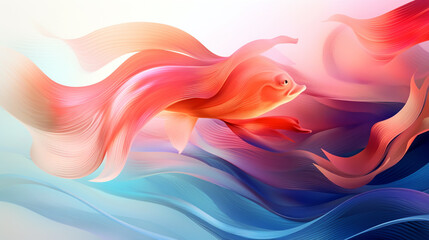 Obraz premium beautiful orange-blue background with aquarium fish, smartphone wallpaper. Generative Ai. 