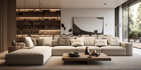 Warm and inviting living room with sofa, painting on the wall