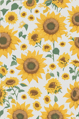 Sunflower Delight, Seamless Floral Pattern Vector Illustration