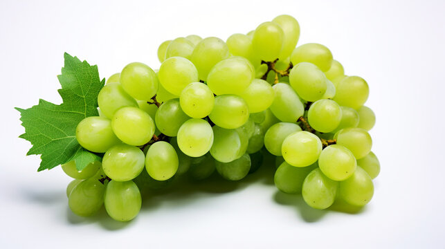 large bunch of grapes on a white background. Generative Ai. 