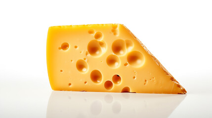 piece of cheese isolated on white background, close-up. Generative Ai. 
