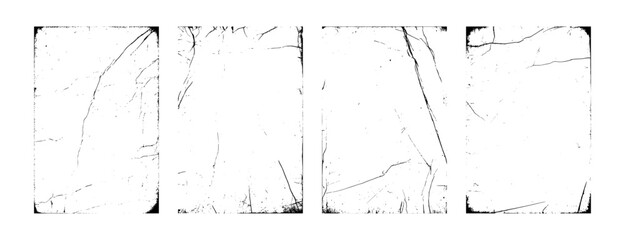 Distressed paper overlay texture with grunge worn effect. Old vintage grainy and dusty design stamps. Crumpled and gritty grunge with torn background, vector illustration