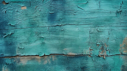 old turquoise painted wood. Generative Ai. 