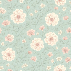 vintage beautiful flowers pattern, generative ai