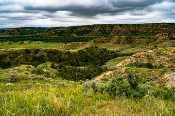 A view of Theodore Roosevelt National Park in North Dakota