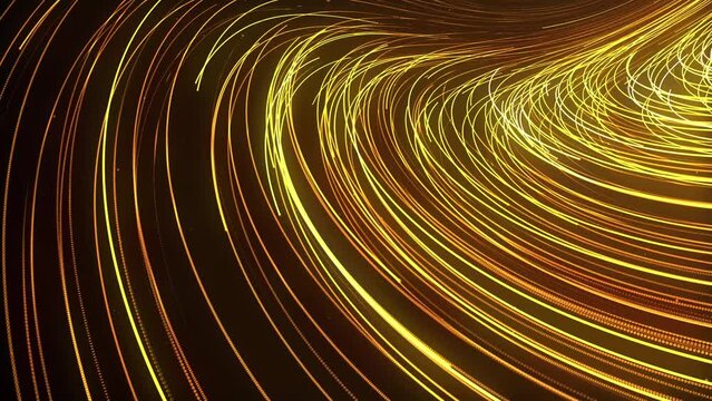 Floating brown gold glowing particles trails background loop. Creative flow points traces seamless backdrop. Flowing bright lines dynamic animation design.