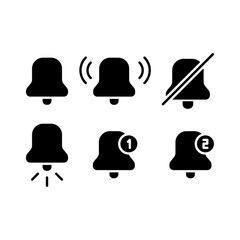 Notification bell icon set. Incoming inbox message. New message notofication icons collection. Ringing bell and notification for clock and smartphone, alarm alert. Vector Illustration, isolated on whi