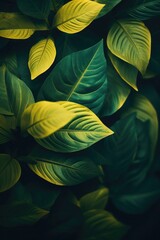 A lot of colorful leaves in the style of naturalistic tones