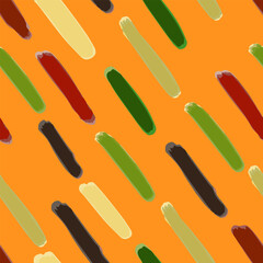 Vector seamless pattern of colored palette hand-drawn brush stroke isolated on a orange background