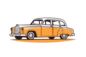 Obraz na płótnie Canvas Doodle inspired Classic car, cartoon sticker, sketch, vector, Illustration