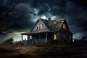 Old american type wooden house. Horror house