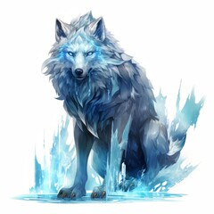 Illustration of a wolf on a white background. Digital painting.