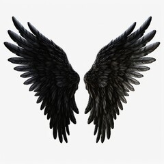 Black angel wings isolated on white background. 