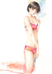 Obraz premium ピンクの水着の女 ジェネレーティブ AI